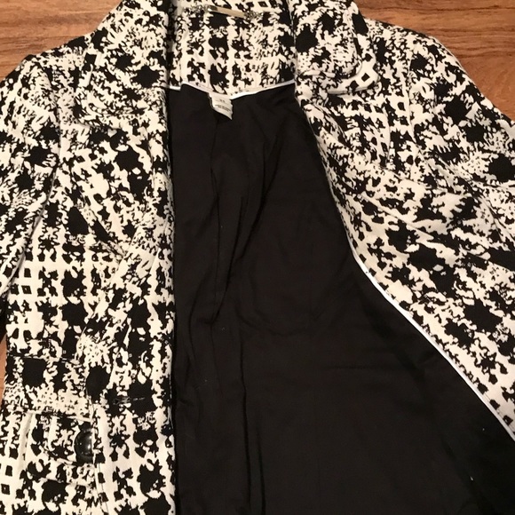 EUC BLACK & WHITE Suit Jacket Lined Classic Short Cut WAISTED Jacket Size XS - Picture 2 of 7
